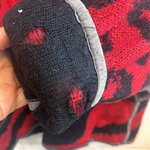 Mohair red/black multi animal print sweater by Escada - Picture 8 of 11